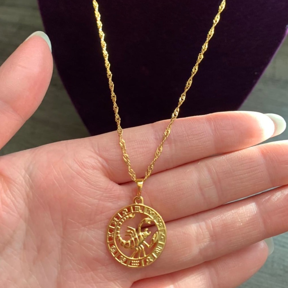 Scorpio Zodiac Sign 18K GF Necklace